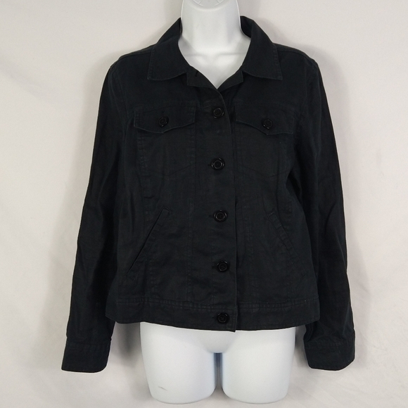 Women's Charcoal Color Linen Shirt Size Small - Picture 1 of 8